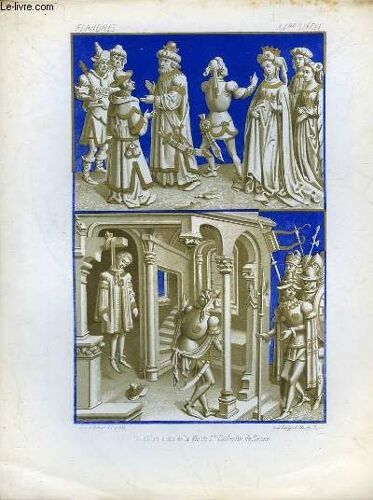 1 Gravure 19° Couleurs - Grisailles Tir2es De La Vie De Ste Catherine De Sienne - Flandres - 15° Siecle