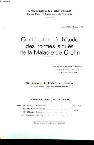 Contribution A L'etude Des Formes Aigues De La Maladie De Crohn - These N°19