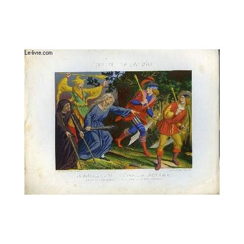 1 Gravure 19° Couleurs - France - Fin Du 15° Siecle - Mendiante, Folle, Soeciere, Sergent D'armes