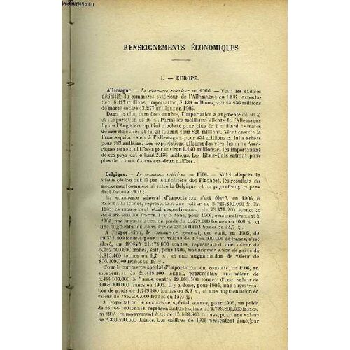 Extrait De Questions Diplomatiques Et Coloniales - Tome 24 - N°252 - Renseignements Economiques