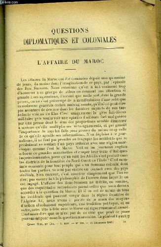 Extrait De Questions Diplomatiques Et Coloniales - Tome 24 - N°259 - L'affaire Du Maroc - L'est Africain Allemand