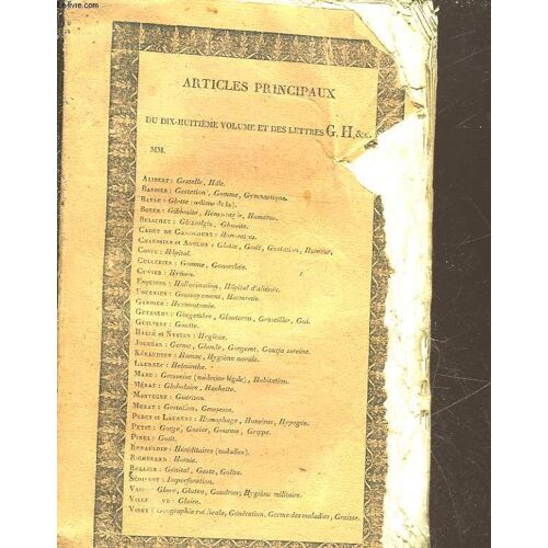 Dictionnaire Des Sciences Medicales - Tome 18- De - Generation - A - Gomphose