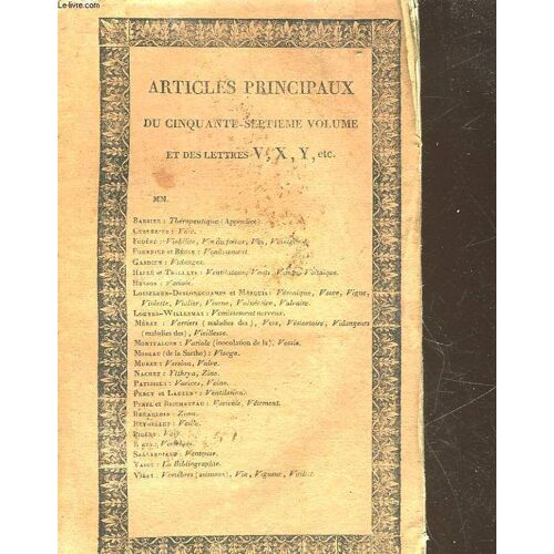 Dictionnaire Des Sciences Medicales - Tome 57 - De - Varabeliere - A - Vie