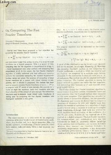 Numerical Analysis - The Use Of Semi-Recursive Polynomials In The Design Of Numerical Filters - A Fast Fourier Transform Algorithm For Real-Valued Series