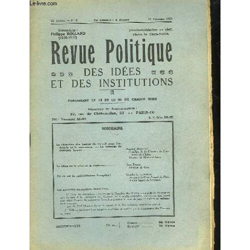Revue Politique Des Idees Et Des Institutions - 22° Annee - N°3