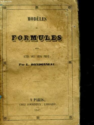 Modeles Et Formules Des Actes Sous Seing Prive