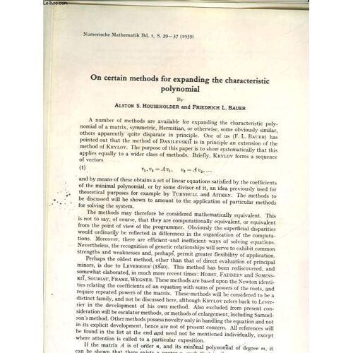 On Certain Methods For Expanding The Characteristic