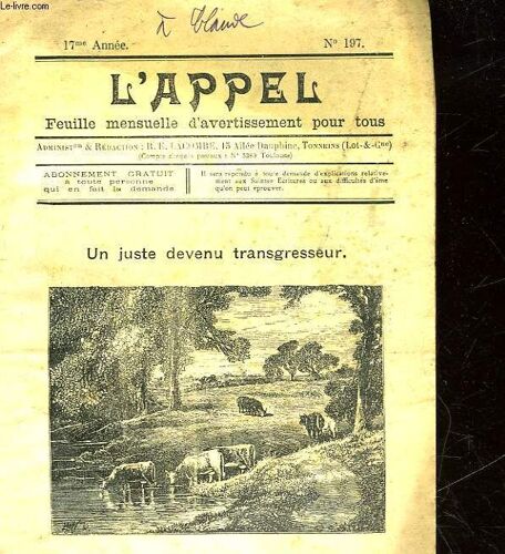 L'appel - Feuille Mensuelle D'avertissement Pour Tous - 17° Annee - N°197