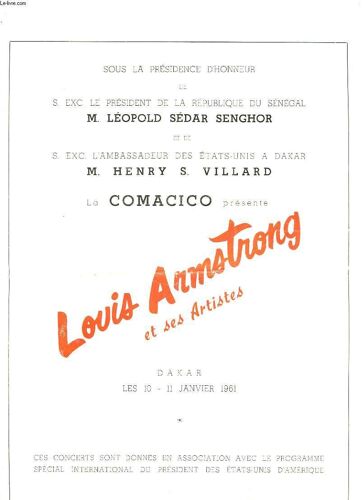 Programme - Louis Armstrong Et Ses Artistes - Dakar
