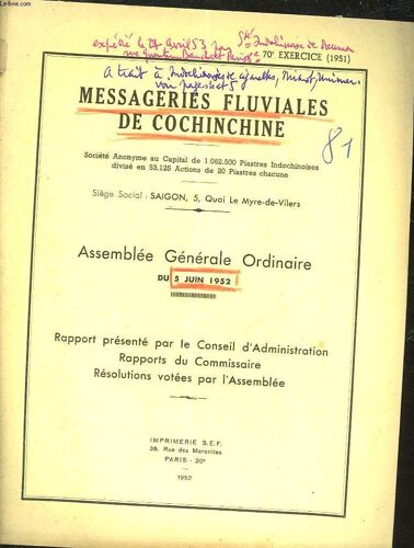 Messageries Fluviales De Cochichine