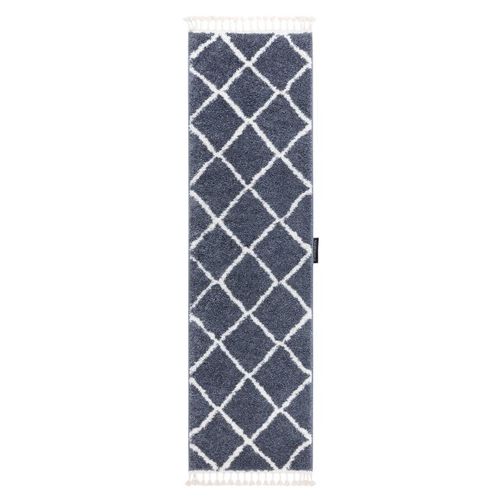 60x200 Cm Le Tapis, Le Tapis De Couloir Berbere Cross Gris - Pour La Cuisine, L'antichambre, Le Couloir