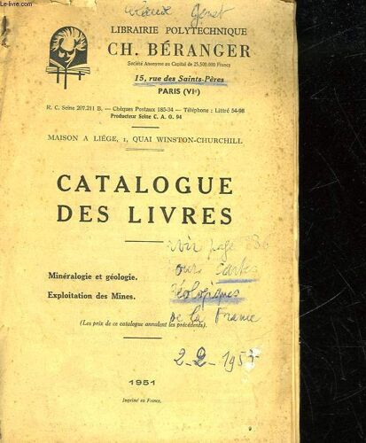 Librairie Polytechnique Ch. Beranger - Catalogue Des Livres