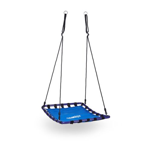 Relaxdays Balançoire Nid D'oiseau Carré Pour Le Jardin À Suspendre Poids Max 113 Kg, Bleu