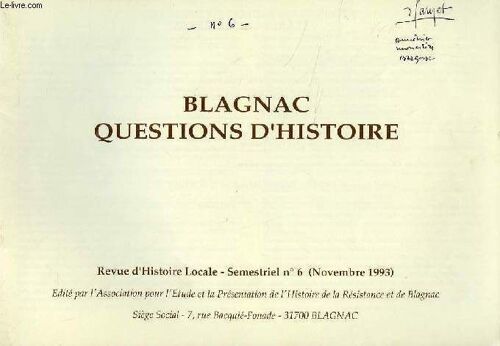 Blagnac, Questions D'histoire, N° 6