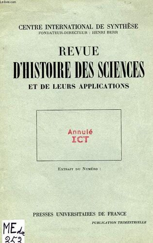 Revue D'histoire Des Sciences Et De Leurs Applications, Extrait, La Vocation Academicienne De Malebranche