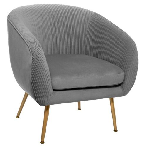 Fauteuil Design en Velours "Solaro" 78cm Gris