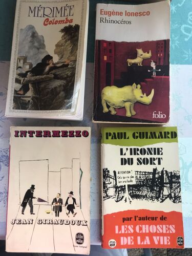 Colomba De P Mérimée ; Rhinocéros De E Ionesco ; Intermezzos De J Giraudoux; L Ironie Du Sort De P Guimard- 4 Livres