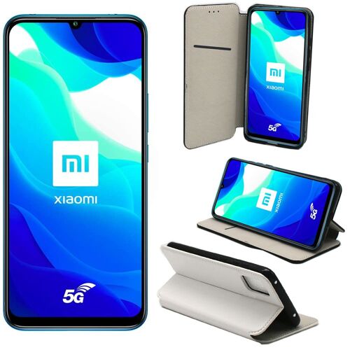 Xiaomi Mi 10 Lite 5g Etui Protection Portefeuille Blanc À Rabat Avec Porte Cartes - Housse Poco F2 Pro Folio Blanche Coque Silicone Antichoc Smartphone - Accessoires Pochette Case