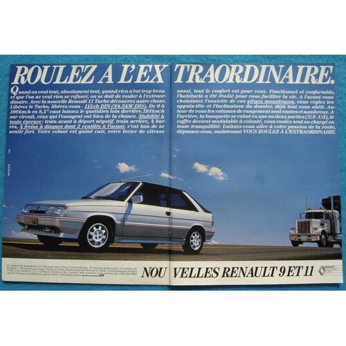 Publicité Papier - Voiture Renault 9 Et 11 De 1986
