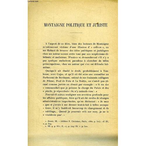 Montaigne Politique Et Juriste