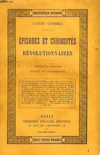 Episodes Et Curiosites Revolutionnaires