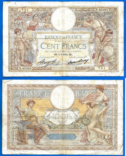 France 100 Francs 1934 Merson Grand Billet Franc Frcs Frc Frs