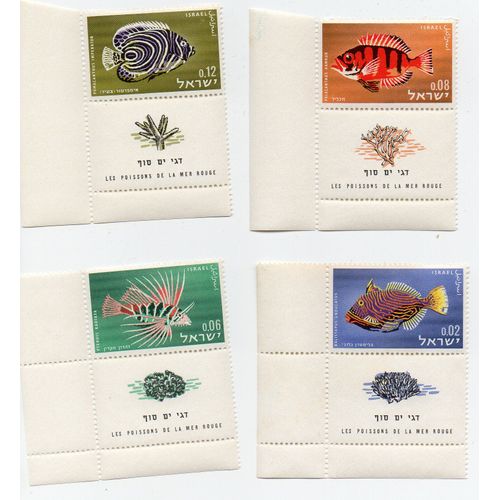 Israël- Série De 4 Timbres Neufs Avec Tab- Les Poissons De La Mer Rouge