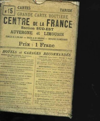 Grande Carte Routière. Centre De La France, Section Sud-Est Auvergne