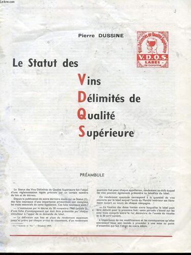 Le Statut Des Vins Delimites De Qualite Superieurs