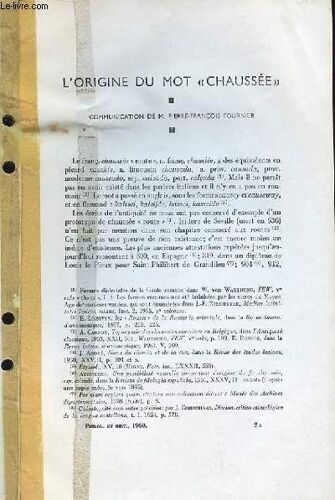 L'origine Du Mot Chaussée (Ouvrage Photocopié)
