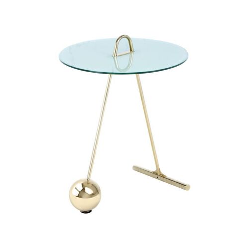 Table d'Appoint Design "Pendule" 60cm Or & Blanc