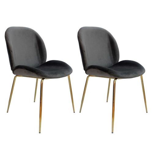 Lot de 2 Chaises Design "Charlize" 90cm Gris & Or