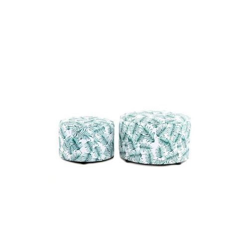 Paris Prix - Lot De 2 Poufs Imprimé "Indira" 58cm Blanc & Vert