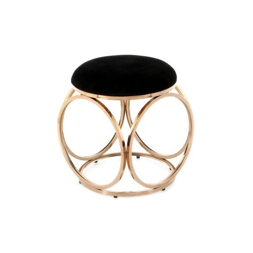 Tabouret Design "Whitney" 45cm Noir & Or Rose