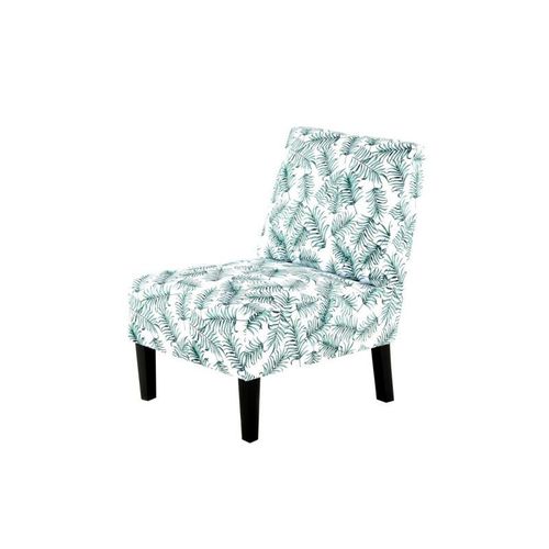 Paris Prix - Fauteuil Design Imprimé "Indira" 84cm Blanc & Vert