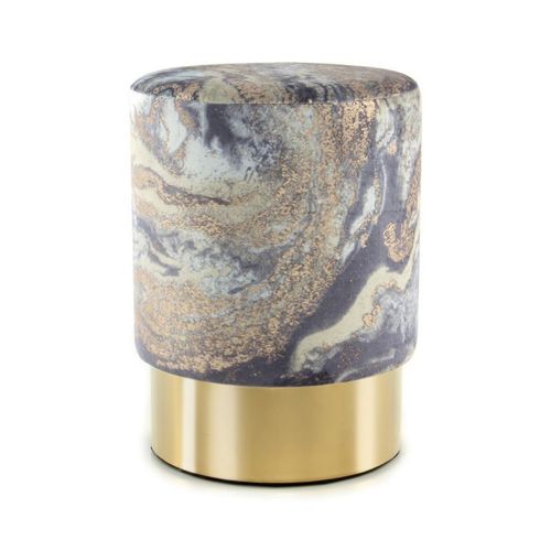 Paris Prix - Pouf Design Marbré "Gipsy" 46cm Bleu Clair