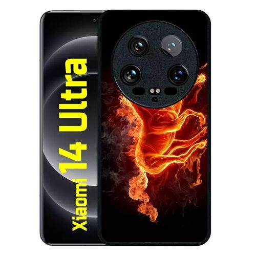 Coque Pour Xiaomi 14 Ultra - Cheval En Feu - Silicone - Noir