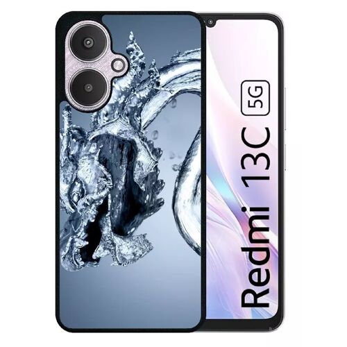 Coque Pour Redmi 13c 5g - Dragon Effet Eau - Silicone - Noir