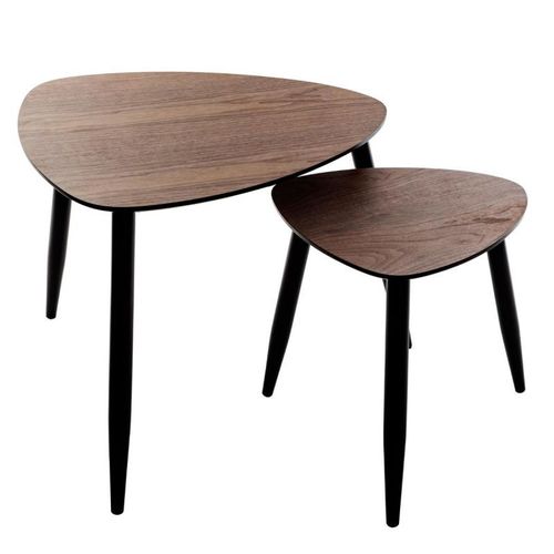 Lot De 2 Tables D'appoint Gigognes "Mileo" 60cm Naturel