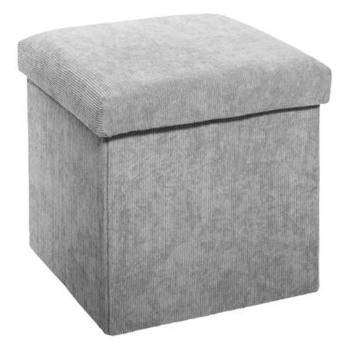 Pouf & Coffre Design En Velours "Côtelé" 38cm Gris