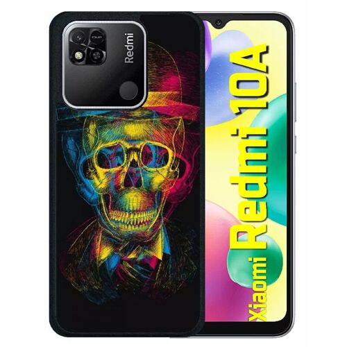 Coque Pour Redmi 10a - Tete De Mort En Lumiere - Silicone - Noir