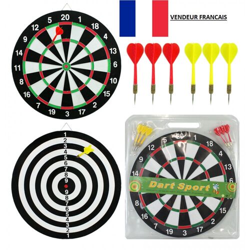 7pcs Grand Jeu de Fléchette Cible 40 cm + 6 Fléchettes + Anneau de Fixation
