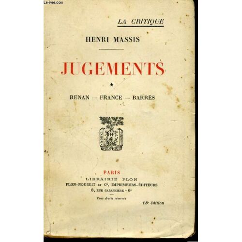 Jugements, 1: Renan, France, Barres