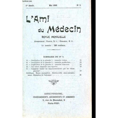 Revue Mensuellle L'ami Du Medecin N°5. Champignons
