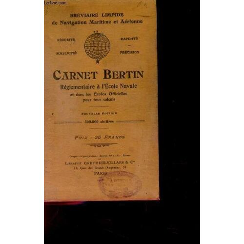 Carnet Bertin Reglementaire A L'ecole Navale. Petite Table De Point Spherique