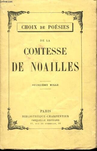 Choix De Poesies De La Comtesse De Noailles