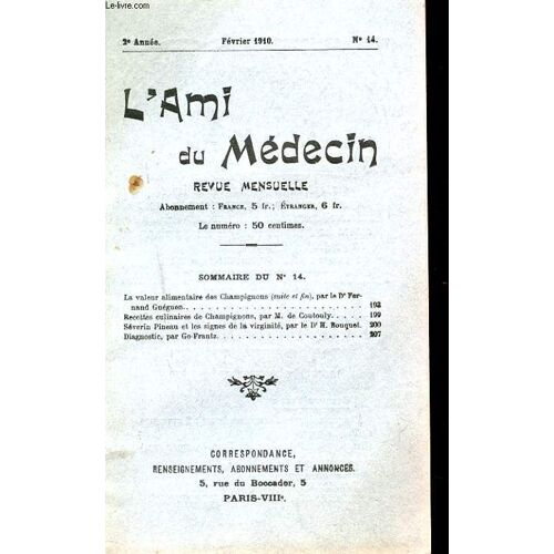 Revue Mensuellle L'ami Du Medecin N°14. Champignons