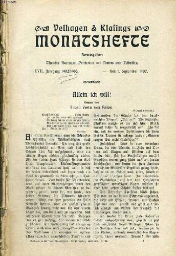 Velhagen & Klafings Monatshefte. Xvii. Jahrgang 1902/1903. Heft 1, Septembere 1902