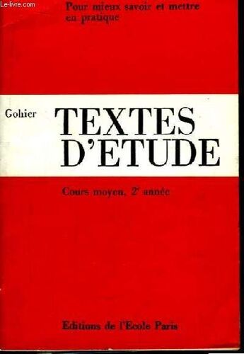 Textes D'etude. Cours Moyen (2e Année)