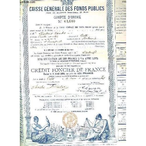 Une Obligation De 500 Francs, De La Caisse Générale Des Fonds Publics